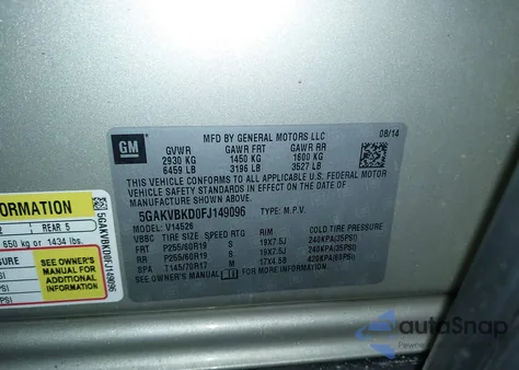 2015 Buick Enclave Leather z USA, uszkodzony, nr VIN 5GAKVBKD0FJ149096